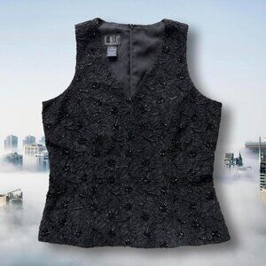 Vintage 90s Black Beaded Sleeveless Blouse